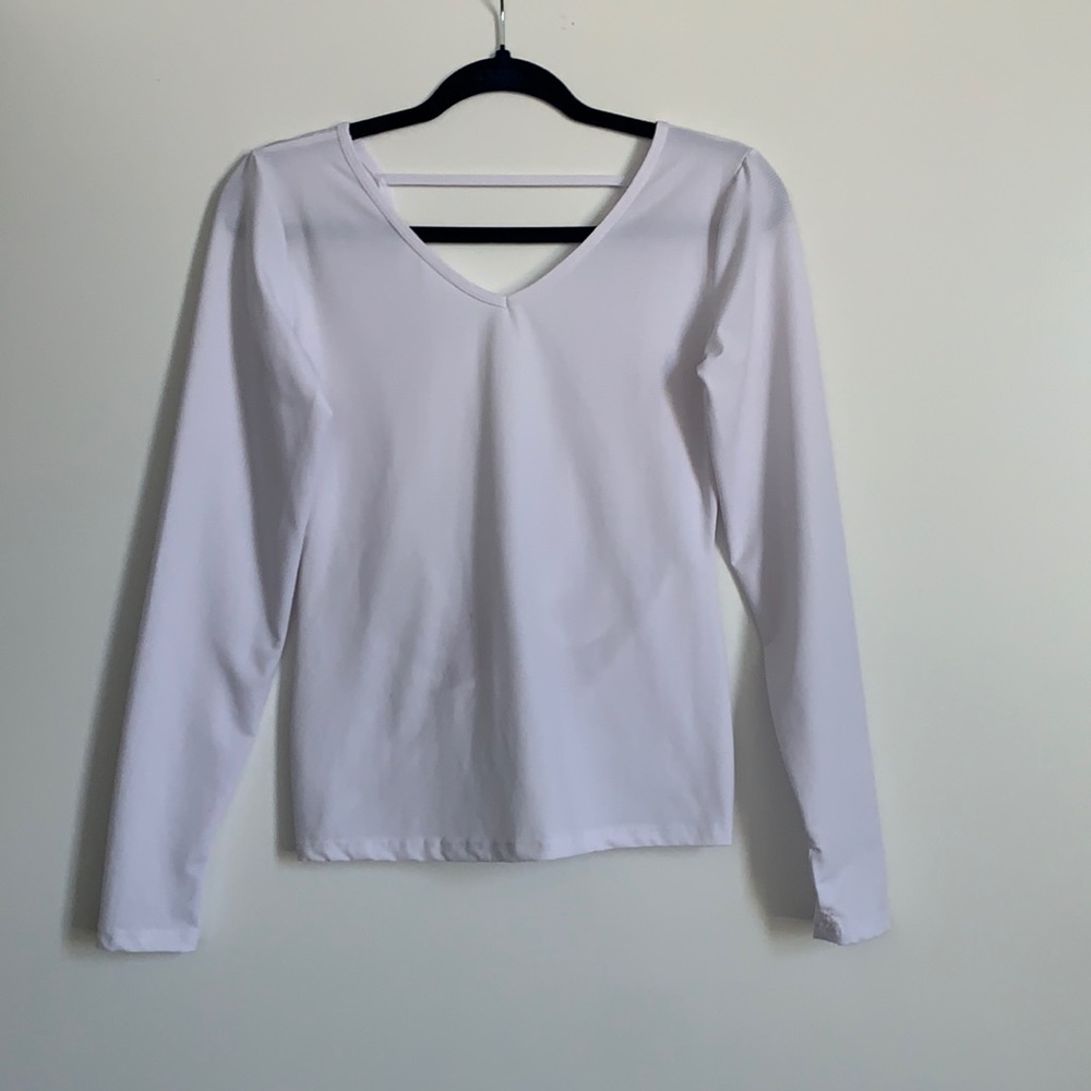 Zyia Activewear Open Back Whit L/S Top Size XS